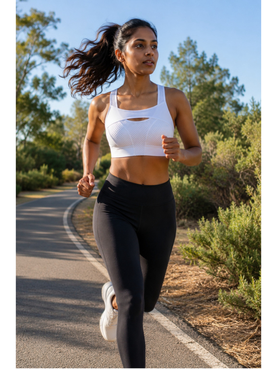 Nike Other - Nike Dri-Fit Small White High Support Sports Bra Mesh Cup Adjustable Run Club